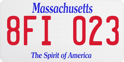 MA license plate 8FI023