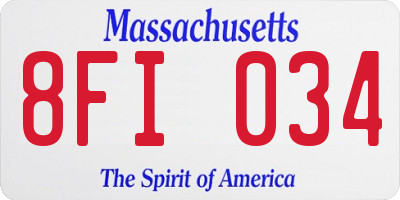 MA license plate 8FI034