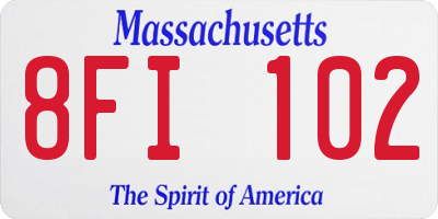 MA license plate 8FI102