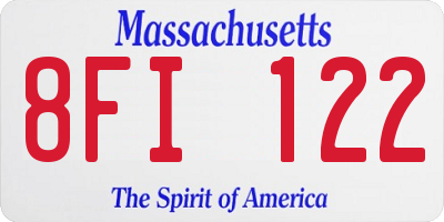 MA license plate 8FI122