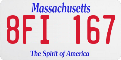 MA license plate 8FI167