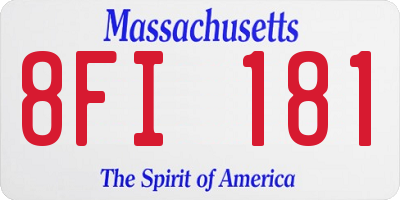 MA license plate 8FI181