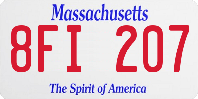 MA license plate 8FI207