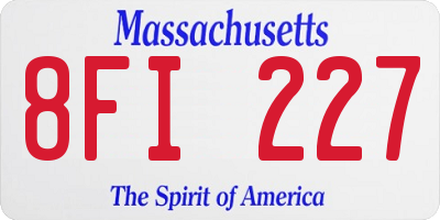 MA license plate 8FI227
