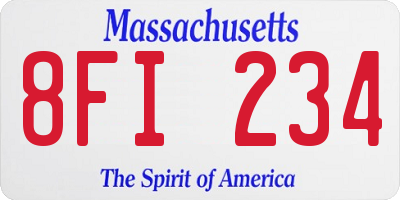 MA license plate 8FI234