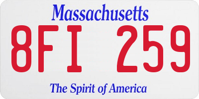 MA license plate 8FI259