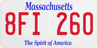 MA license plate 8FI260