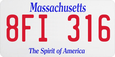 MA license plate 8FI316