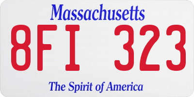 MA license plate 8FI323