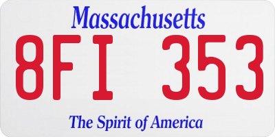 MA license plate 8FI353