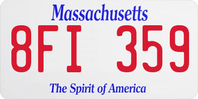 MA license plate 8FI359
