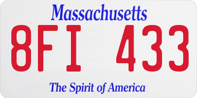 MA license plate 8FI433
