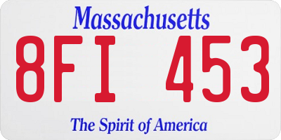 MA license plate 8FI453