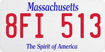 MA license plate 8FI513