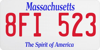 MA license plate 8FI523