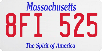 MA license plate 8FI525
