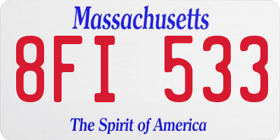 MA license plate 8FI533