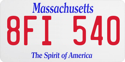MA license plate 8FI540