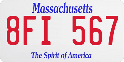 MA license plate 8FI567