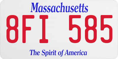 MA license plate 8FI585