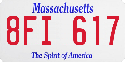 MA license plate 8FI617