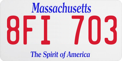 MA license plate 8FI703