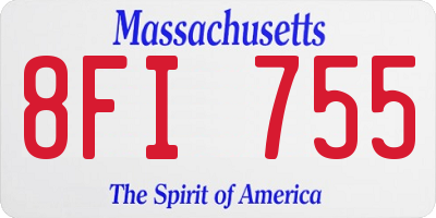 MA license plate 8FI755