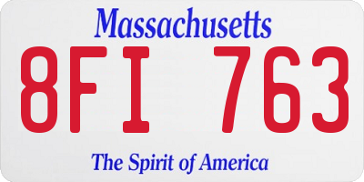 MA license plate 8FI763