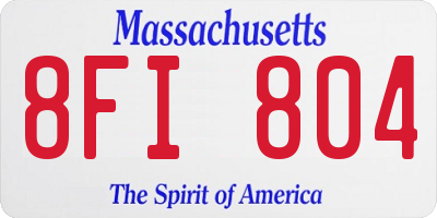 MA license plate 8FI804