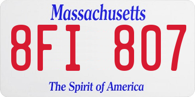 MA license plate 8FI807