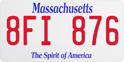 MA license plate 8FI876