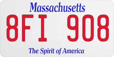MA license plate 8FI908
