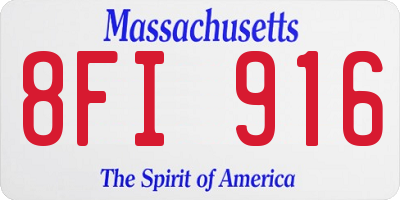 MA license plate 8FI916