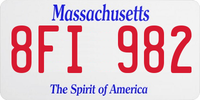 MA license plate 8FI982