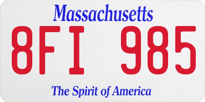 MA license plate 8FI985