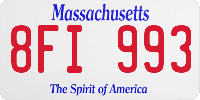 MA license plate 8FI993