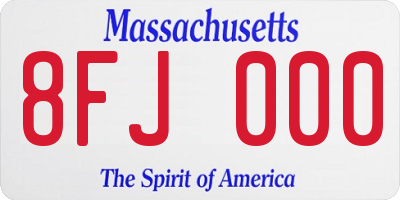 MA license plate 8FJ000