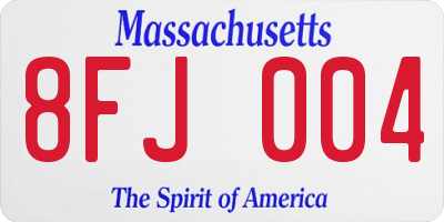 MA license plate 8FJ004