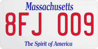 MA license plate 8FJ009
