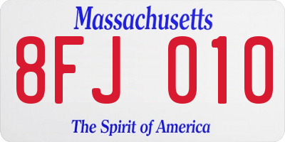 MA license plate 8FJ010