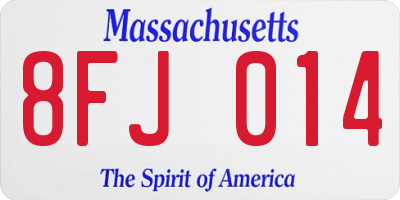 MA license plate 8FJ014