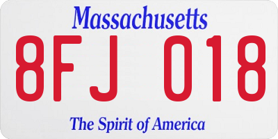 MA license plate 8FJ018