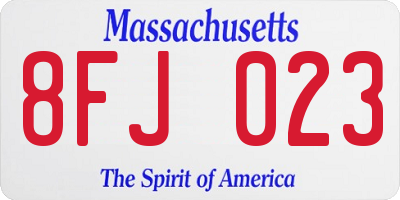 MA license plate 8FJ023