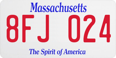 MA license plate 8FJ024
