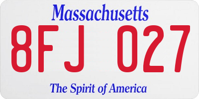 MA license plate 8FJ027
