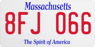 MA license plate 8FJ066
