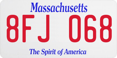 MA license plate 8FJ068