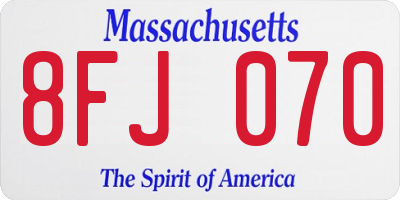 MA license plate 8FJ070