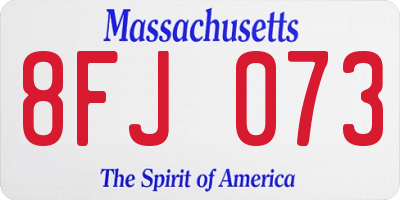 MA license plate 8FJ073
