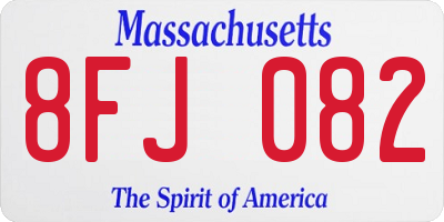 MA license plate 8FJ082